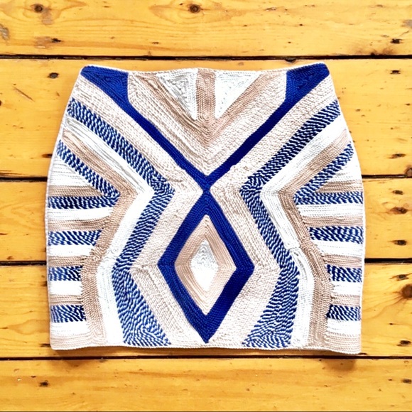 H&M Embroidered geometric colorblock mini skirt S - Picture 2 of 8